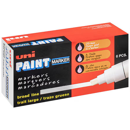 Uni-Paint 63731 Permanent Marker, Large Tip, Black Color Family, Paint, 6 Pk
