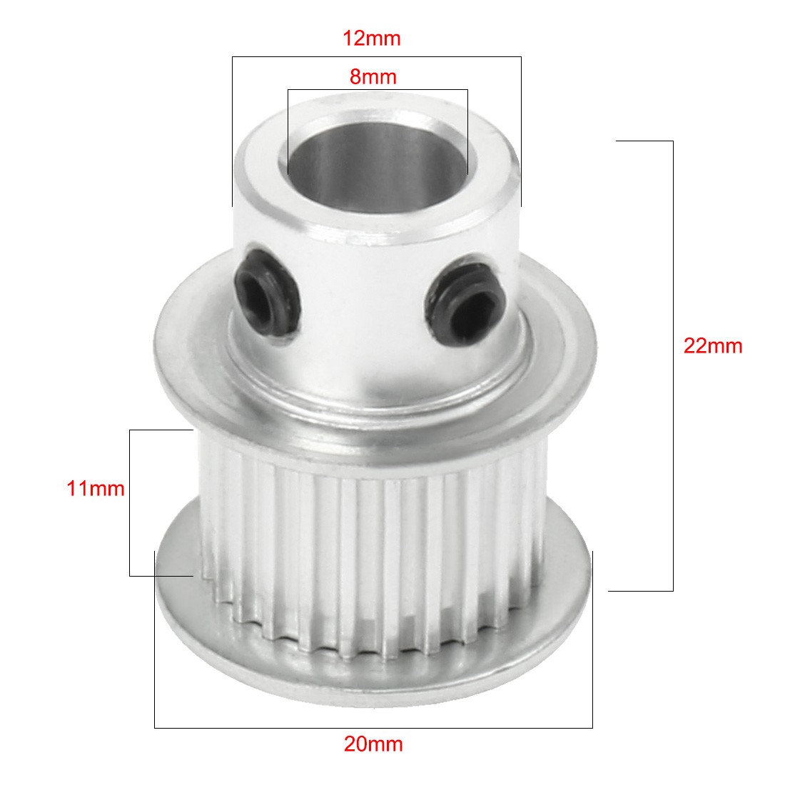Synchronous Wheel 25 Teeth 8mm Bore Aluminum Timing Pulley 11mm Width Belt