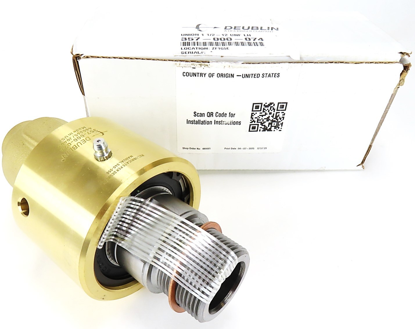 Deublin 357-000-074 Rotary Union 1-1/2″ UNF LH 1″ NPT NEW IN BOX