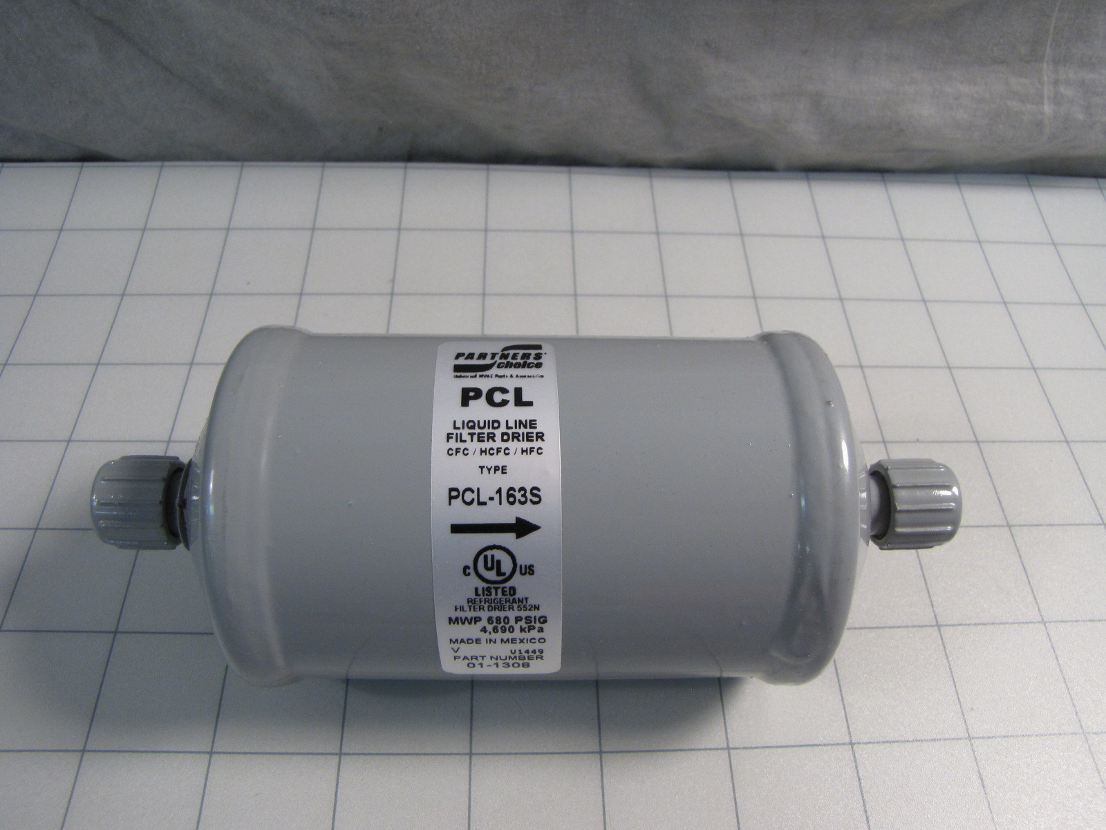 Partners Liquid Line Filter Drier Inlet / Outlet 3/8″ ODF PCL-163S / 01-1308 NEW