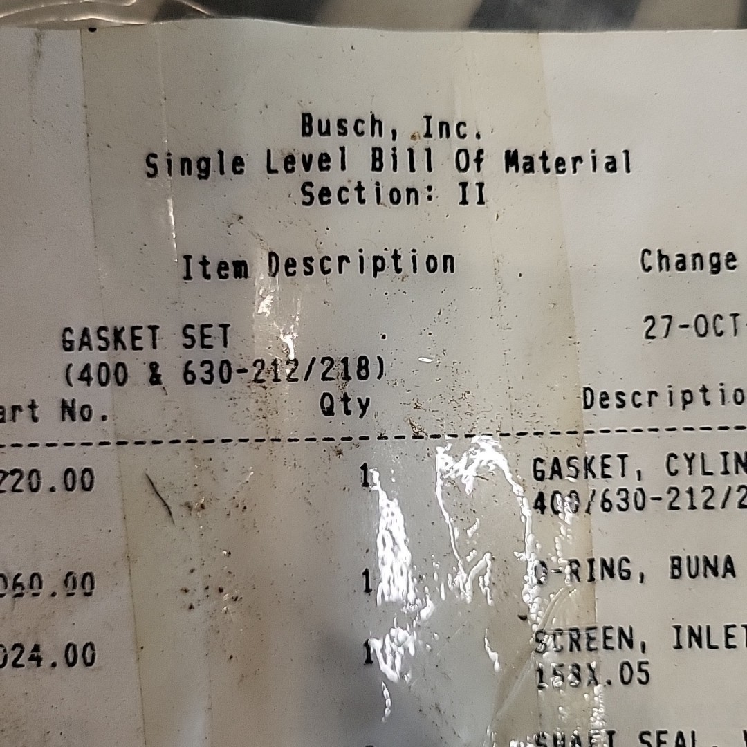 Vintage NEW BUSCH 990.140.02 GASKET SET FOR VACUUM PUMP Missing Pieces See Photo