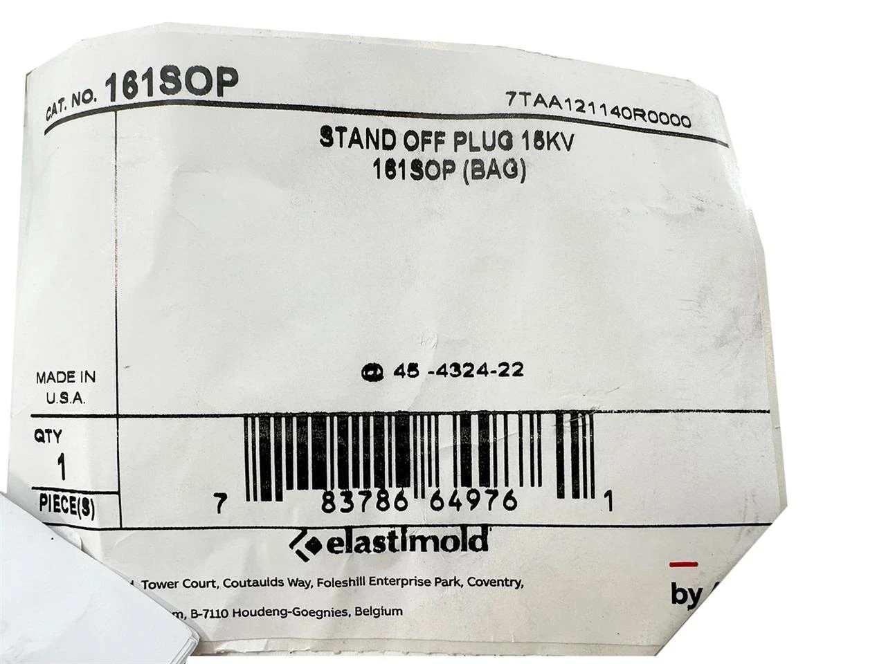 Thomas Betts Elastimold Stand Off Plug 15KV 161SOP NEW FREE FAST SHIP