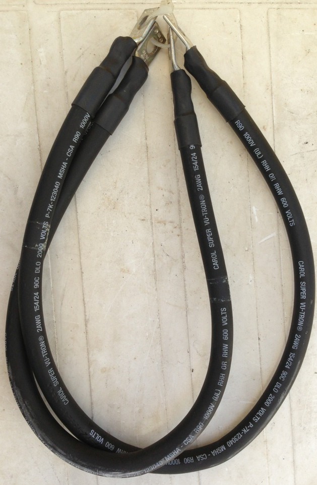 Cable Premade With Lug Ends Stranded Tinned Copper Wire 2 AWG Lot Of 2, 24″ Legh