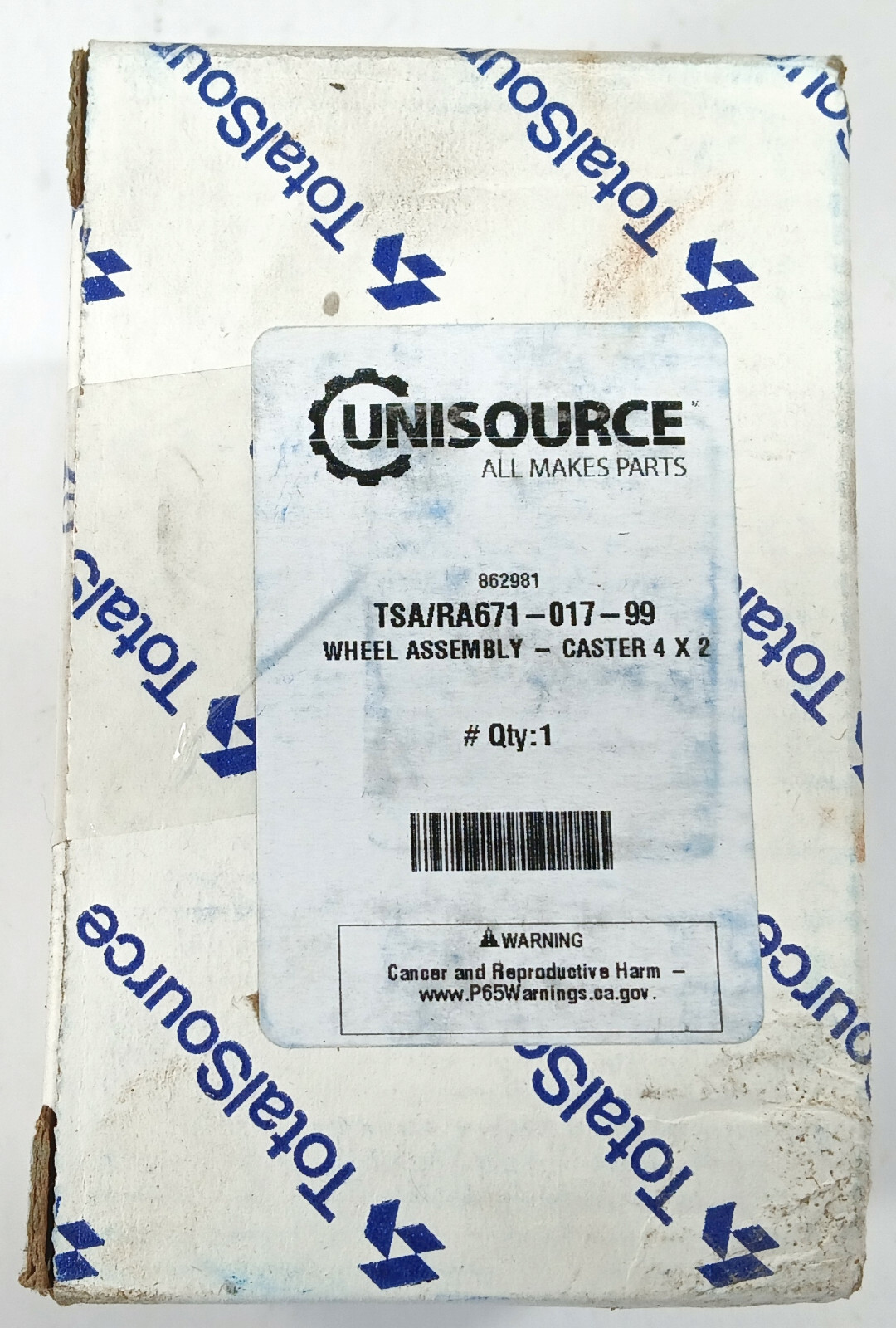 1 NEW UNISOURCE TSA/RA671-017-99 4X2” CASTER WHEEL ASSEMBLY NIB ***MAKE OFFER***