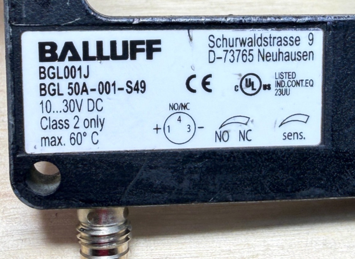 Balluff BGL 50A-001-S49 Fork Through Beam Sensor, 50 mm, PNP, NO/NC, BGL001J