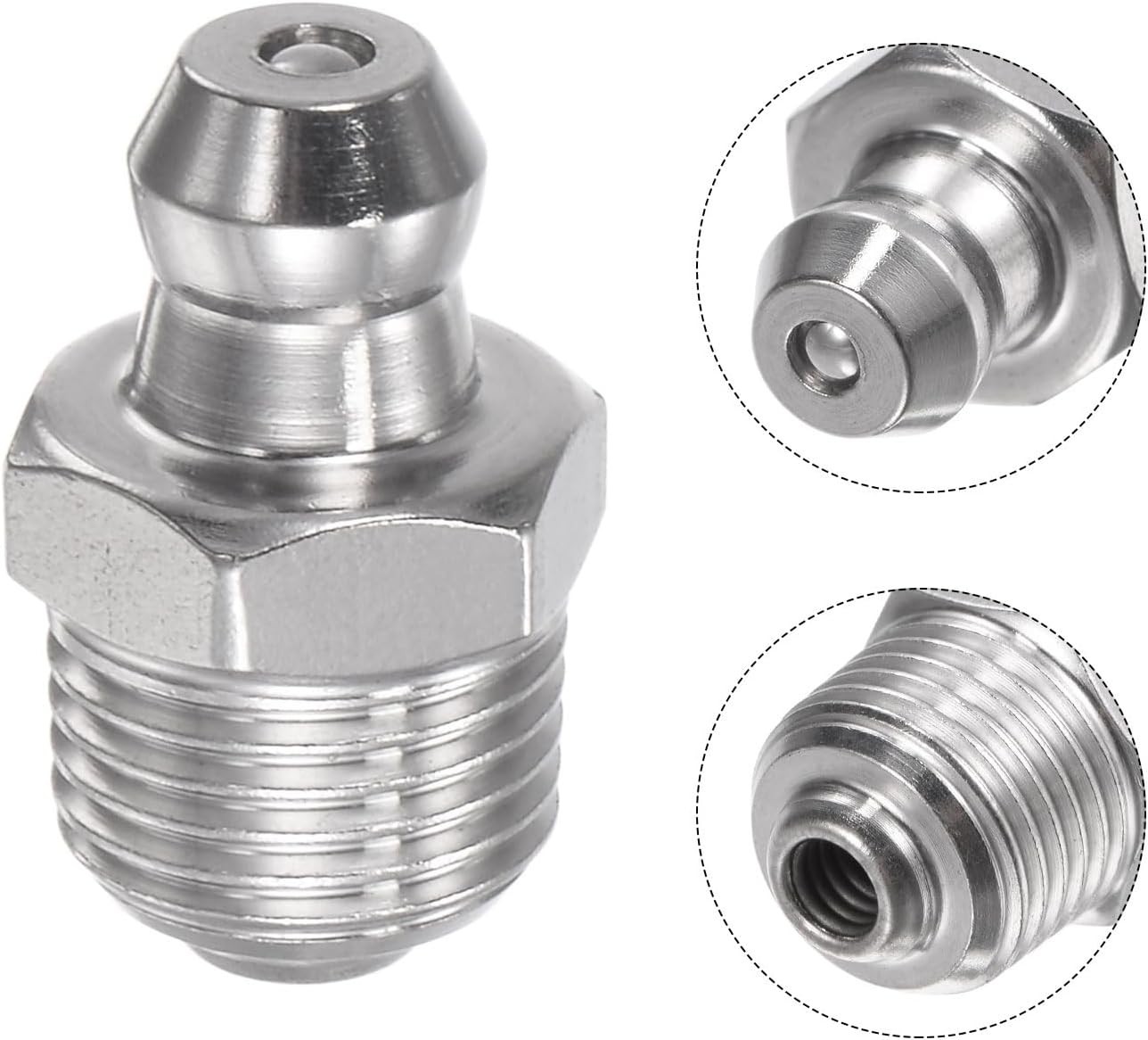 10Pcs 304 Stainless Steel Straight Hydraulic Grease Fitting 1/8-27inch Thread