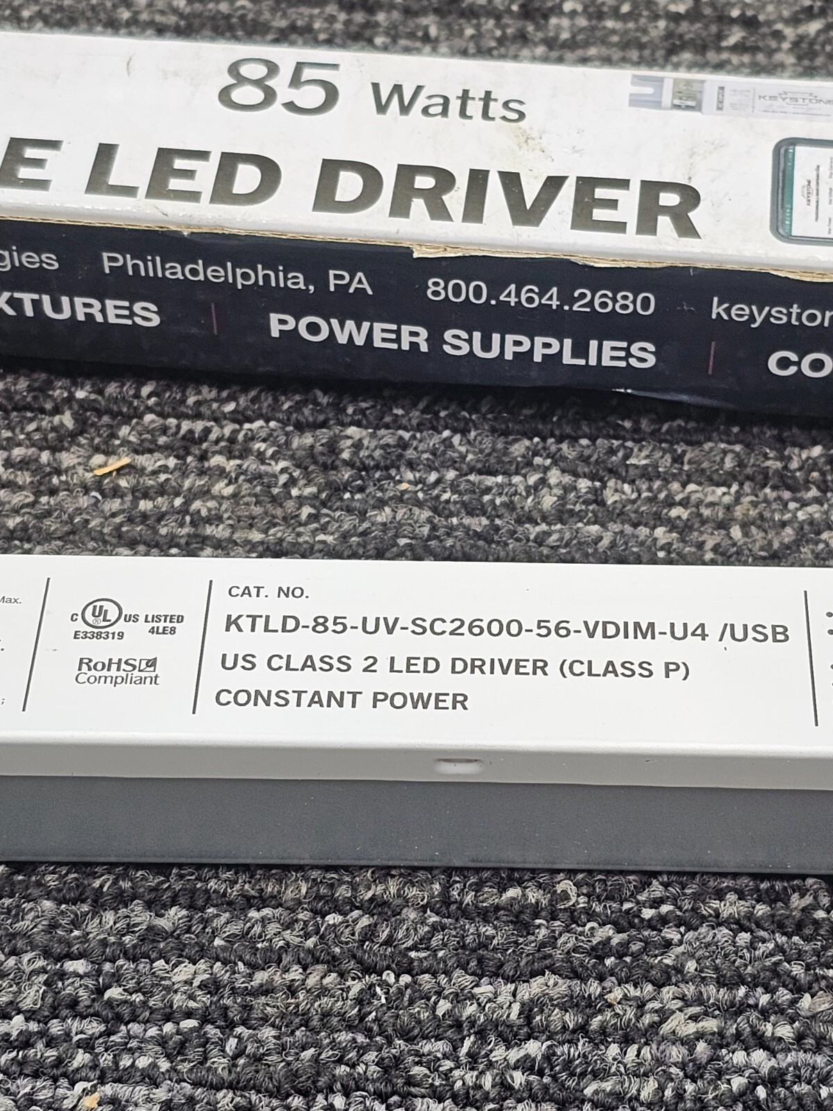 Keystone 85W 120-277V Programmable LED Driver W/ USB-C Port 0-10V Dim