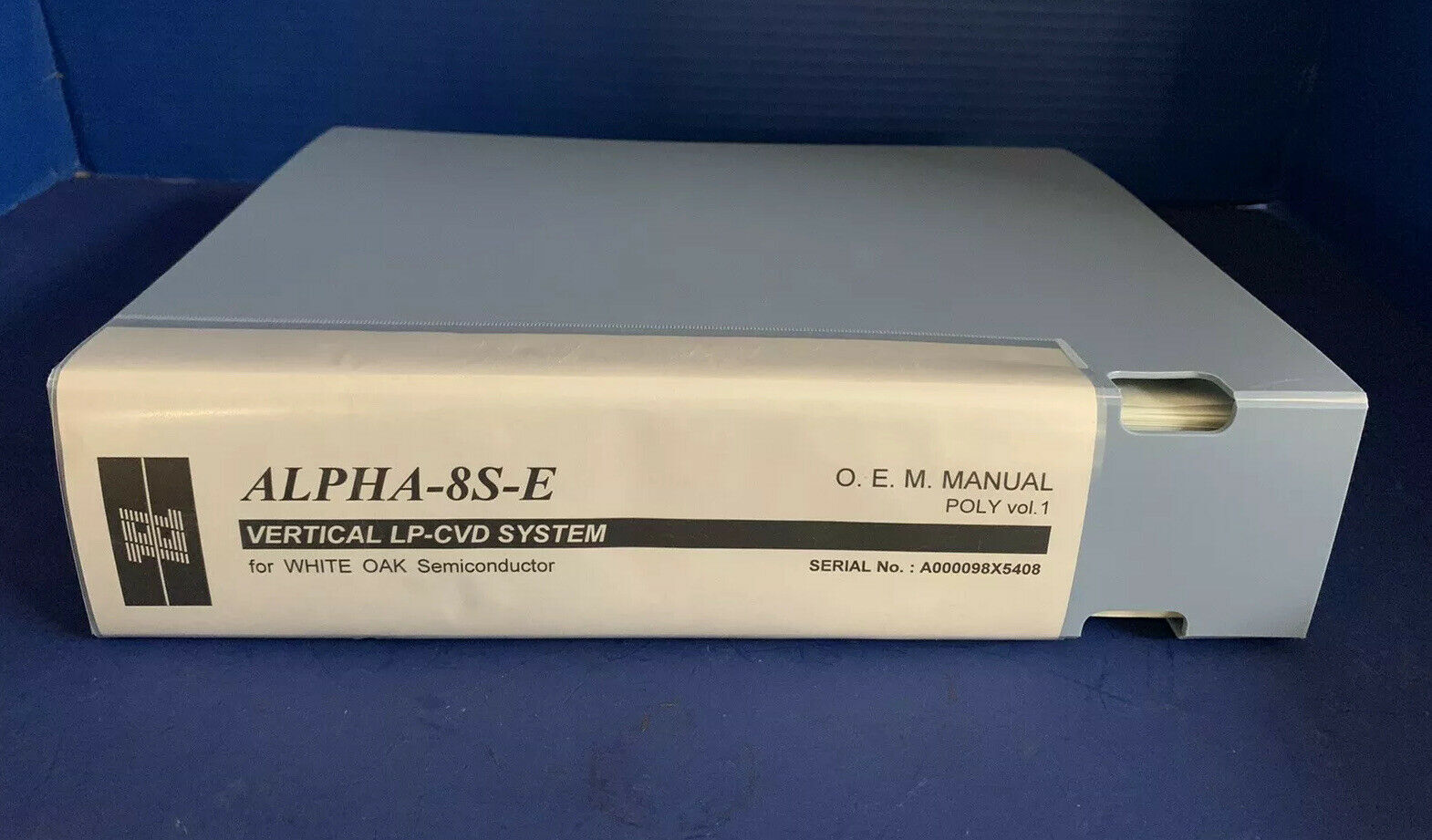 Tokyo Electron ALPHA-8S-E Vertical LP-CVD POLY O.E.M. Manual Volume 1, Used