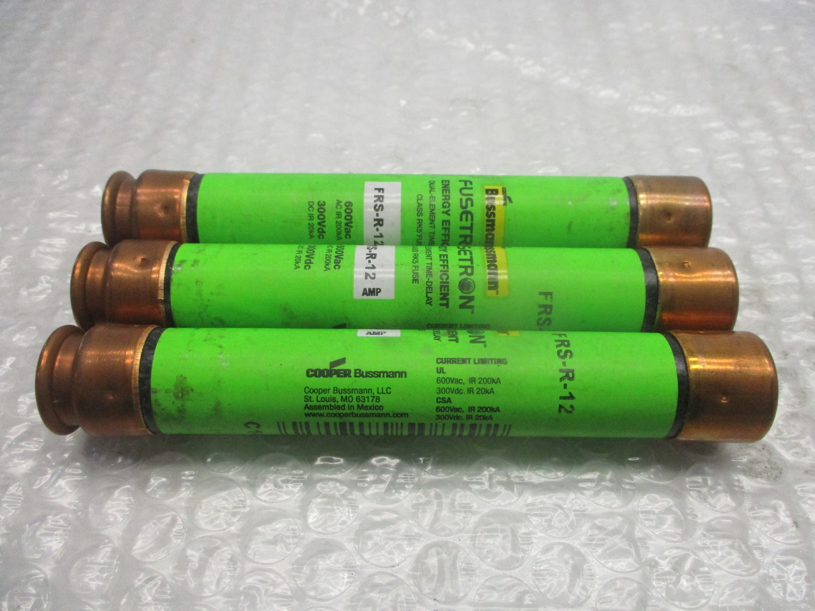 BUSSMANN FRS-R-12 FUSE GREEN LOT OF 3 NSNP