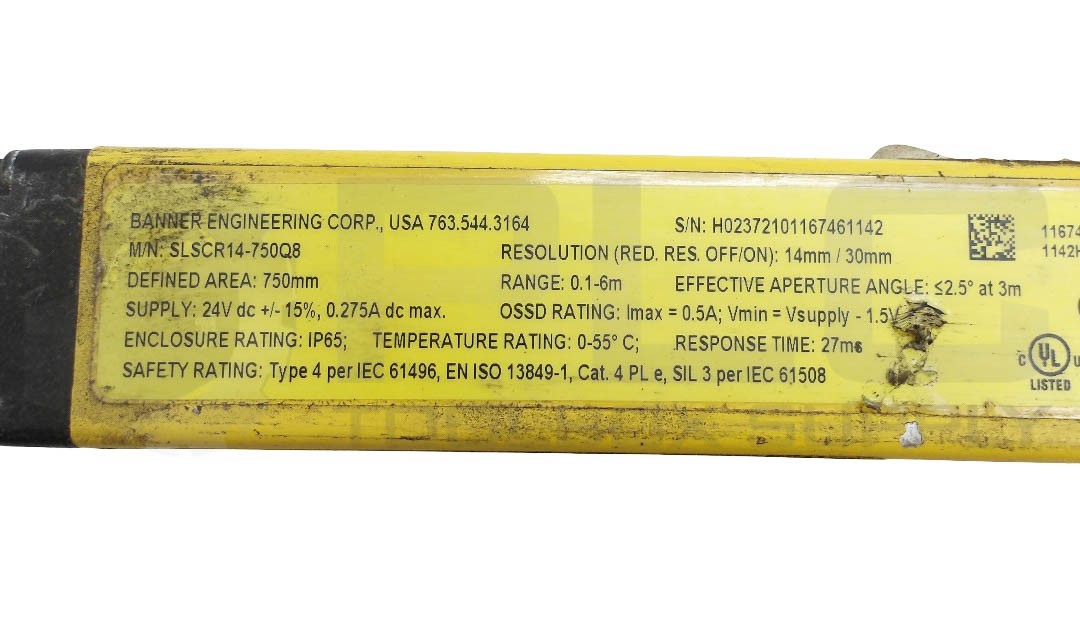 BANNER SLSCR14-750Q8 EZ-SCREEN RECEIVER DEFINED RANGE 750MM RANGE 0.1-6MM