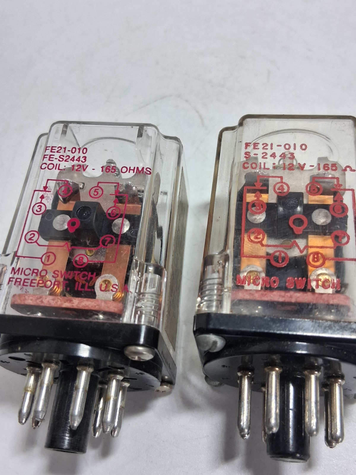 MICRO SWITCH FE21-010 RELAY 12V COIL 165 OHMS (LOT OF 2)