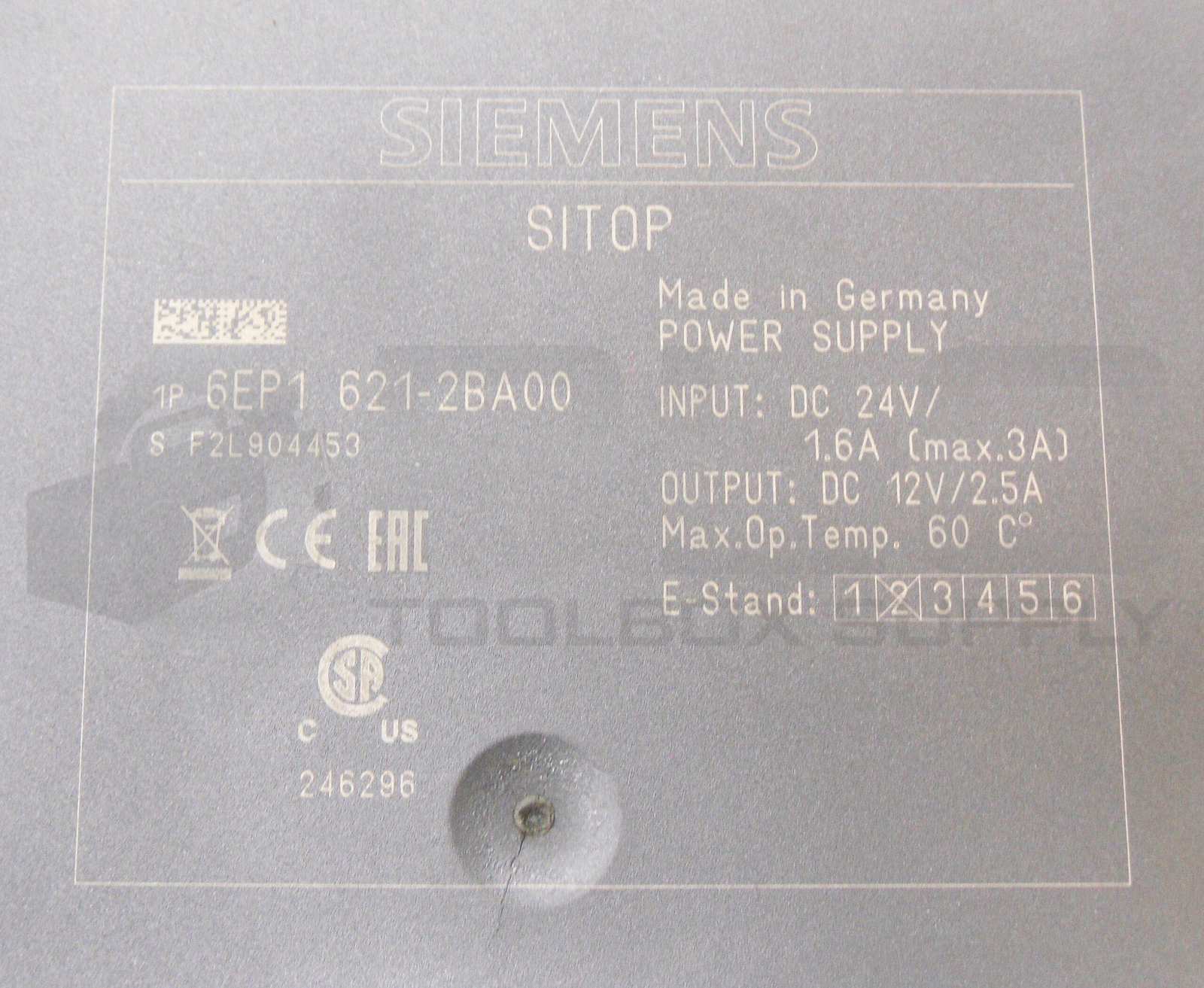 SIEMENS 6EP1 621-2BA00 POWER SUPPLY 24VDC 1.6A SITOP