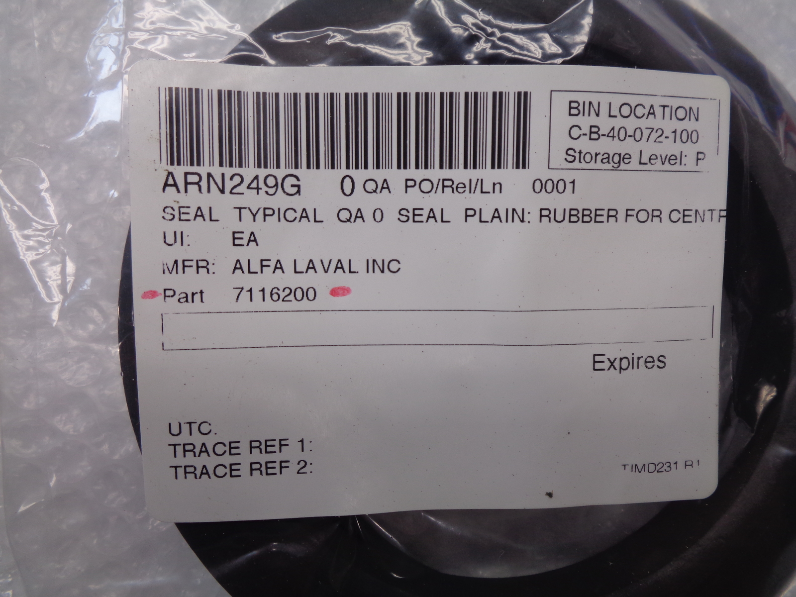 ALFA LAVAL 7116200 ARN249G SEAL LOT OF 6 NSNP