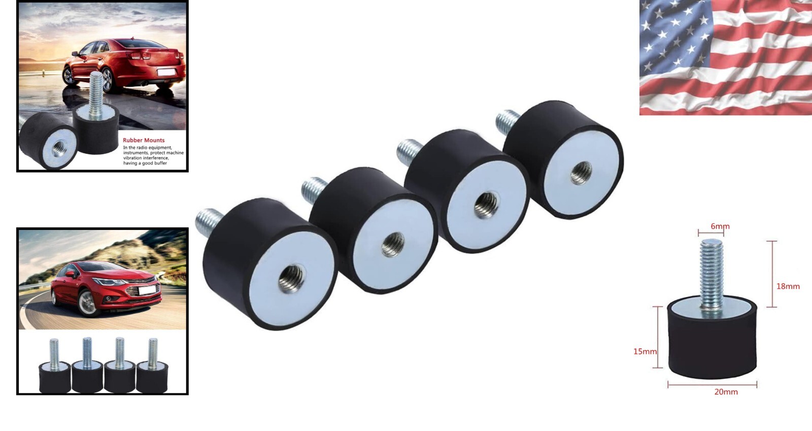 Durable M6 Rubber and Metal Mounts – Shock Absorbers for Vehicles & Machinery