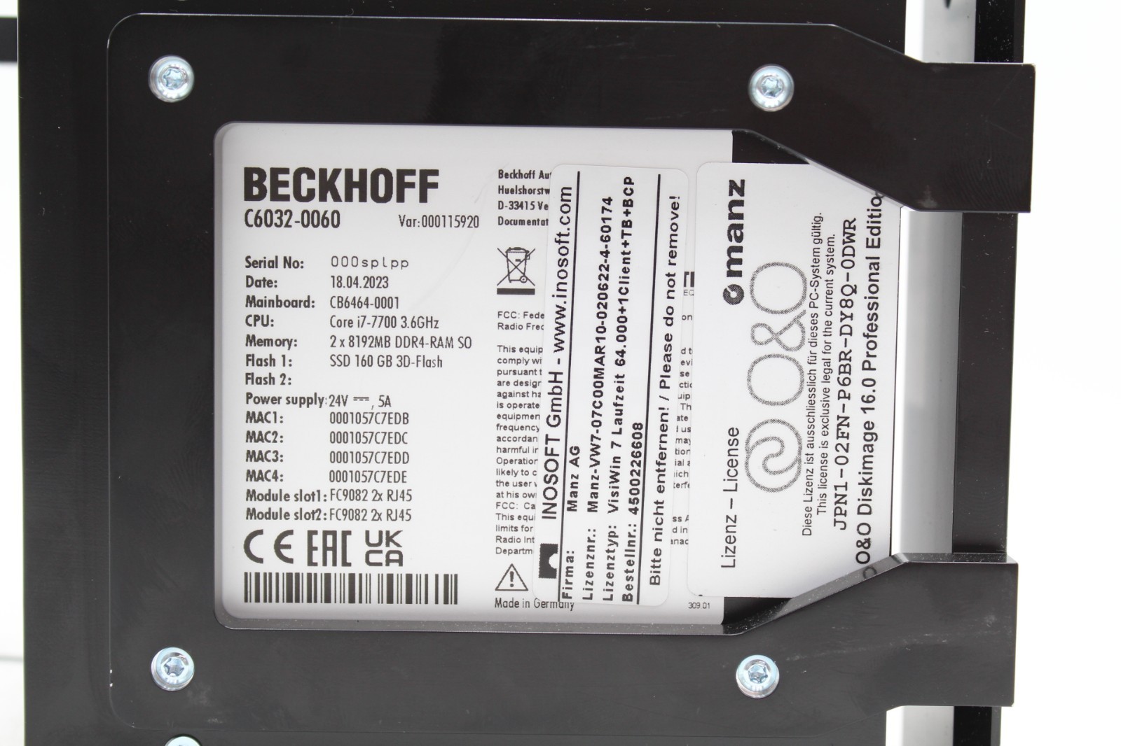 Beckhoff C6032-0060 Ultra-Compact Industrial PC 24VDC