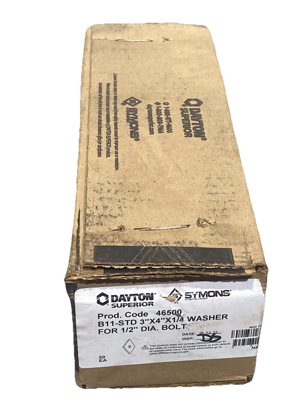 QTY 50 Dayton Superior B11-STD 3″ x 4″ x 1/2″ Washer for 1/2″ Dia Bolt 46500 New