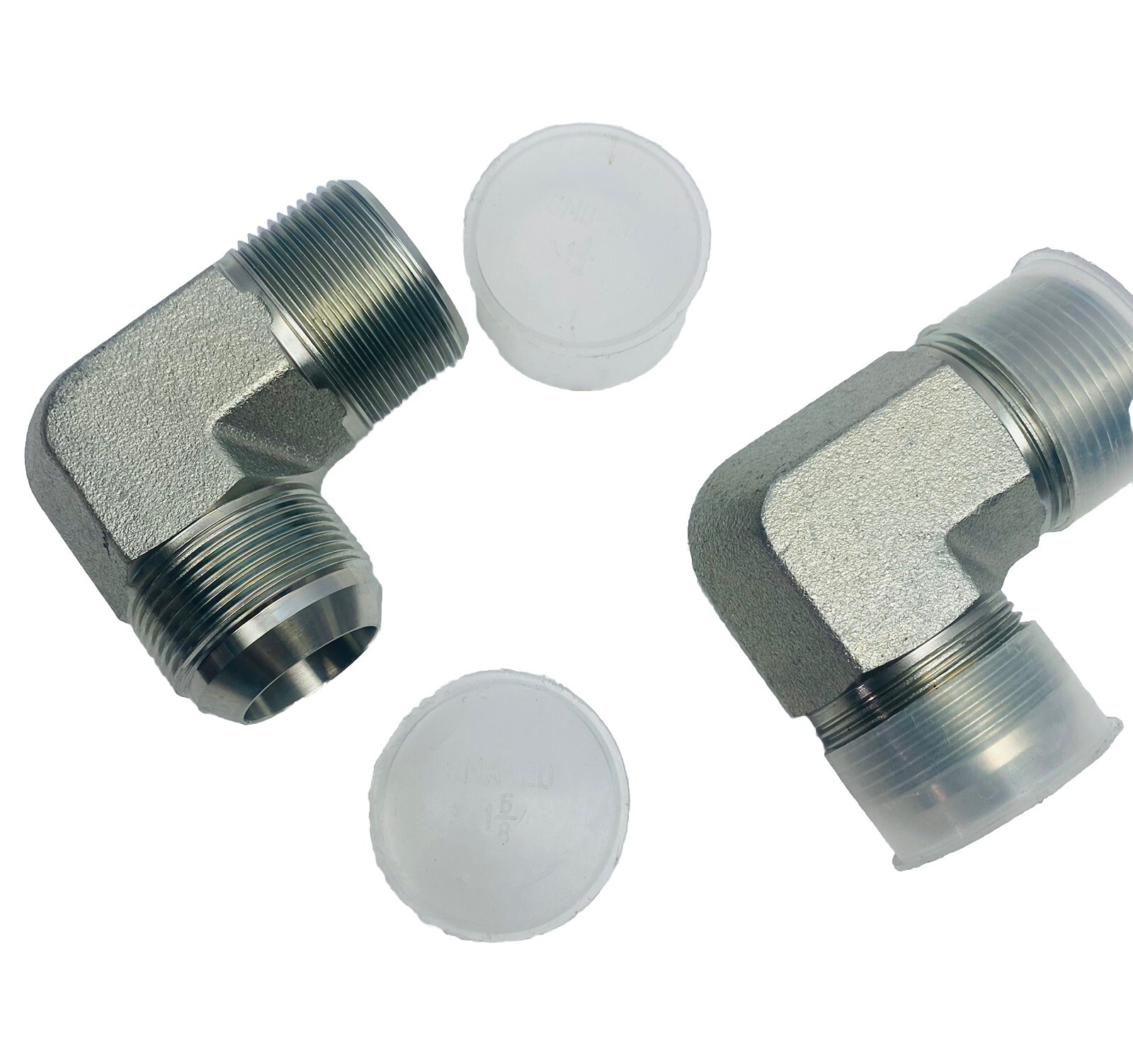 Lot Of 2, SMB-20 1-1/4″ 90° ELBOW HYDRAULIC MALE X MALE JIC PIPE SMA-20 1-5/8