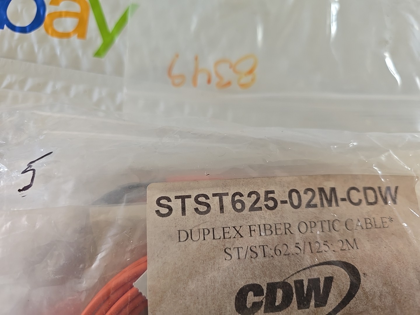 NEW CDW STST625-02M-CDW FIBER OPTIC PATCH CABLE STST62502MCDW