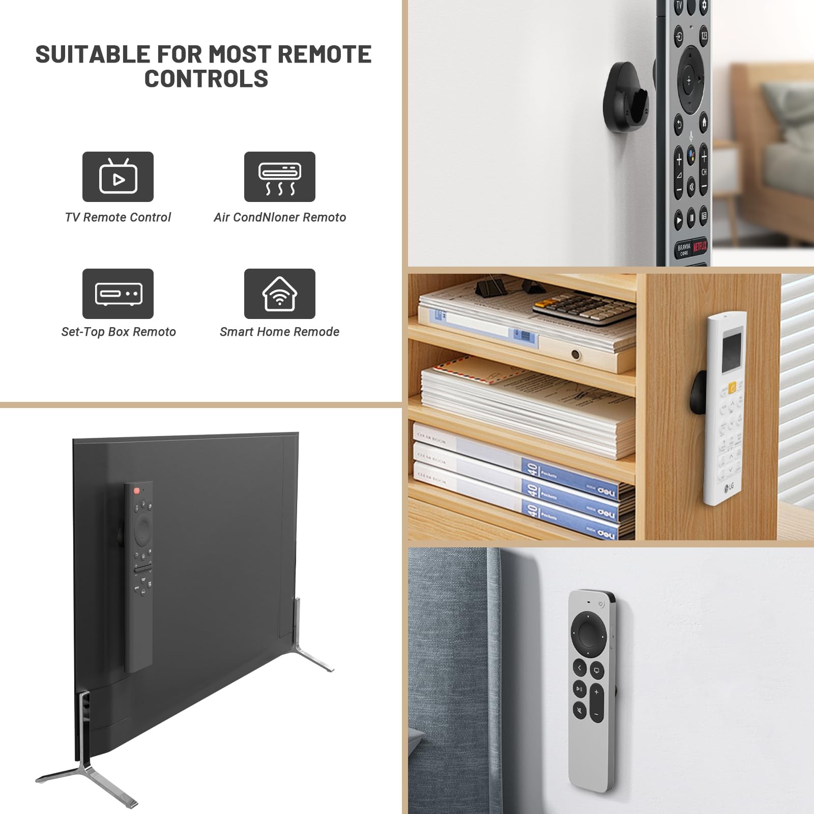 JUMEIHUI Magnetic Remote Control Holder Wall Mount, [Upgraded with Black