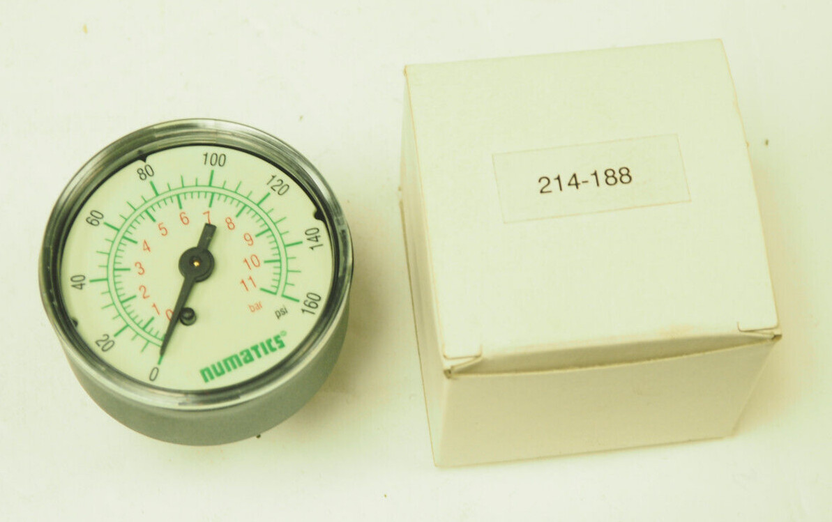 Numatics 214-188 Pressure Gauge 2″, 0-160 PSI NEW Fast Shipping