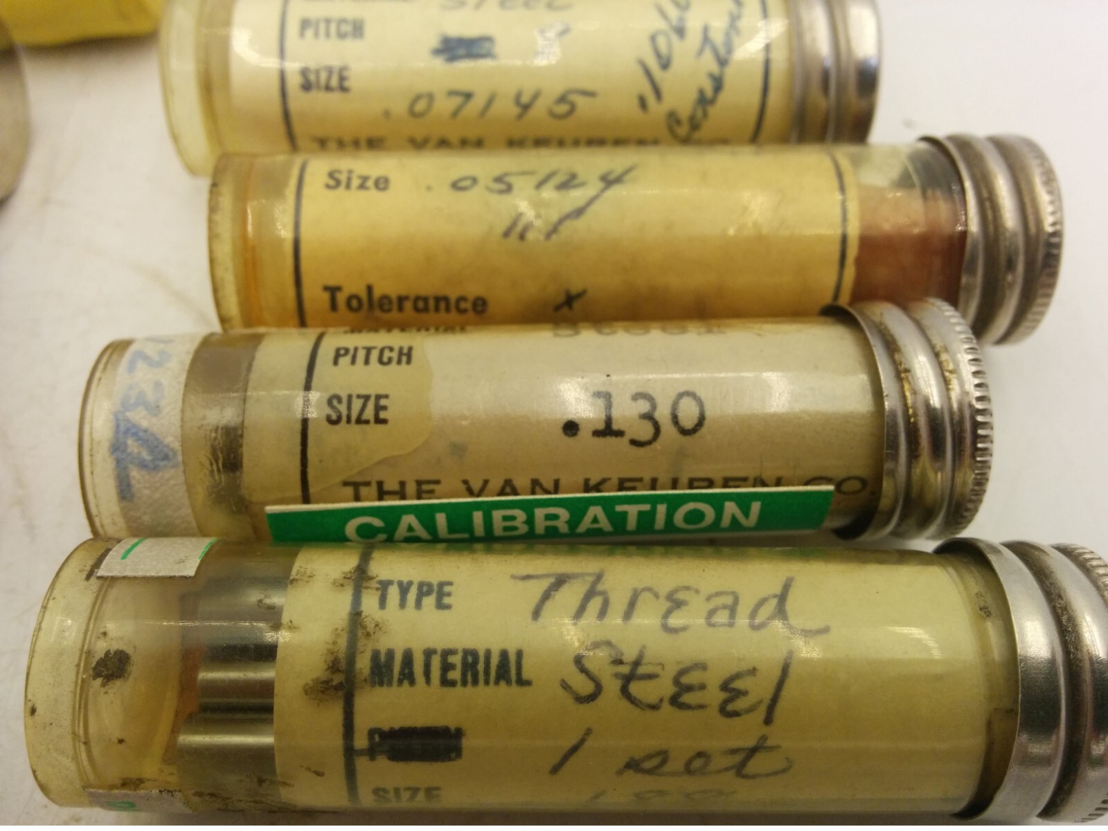 VAN KEUREN ASSORTMENT THREAD MEASURING WIRES, (LOT OF 10)