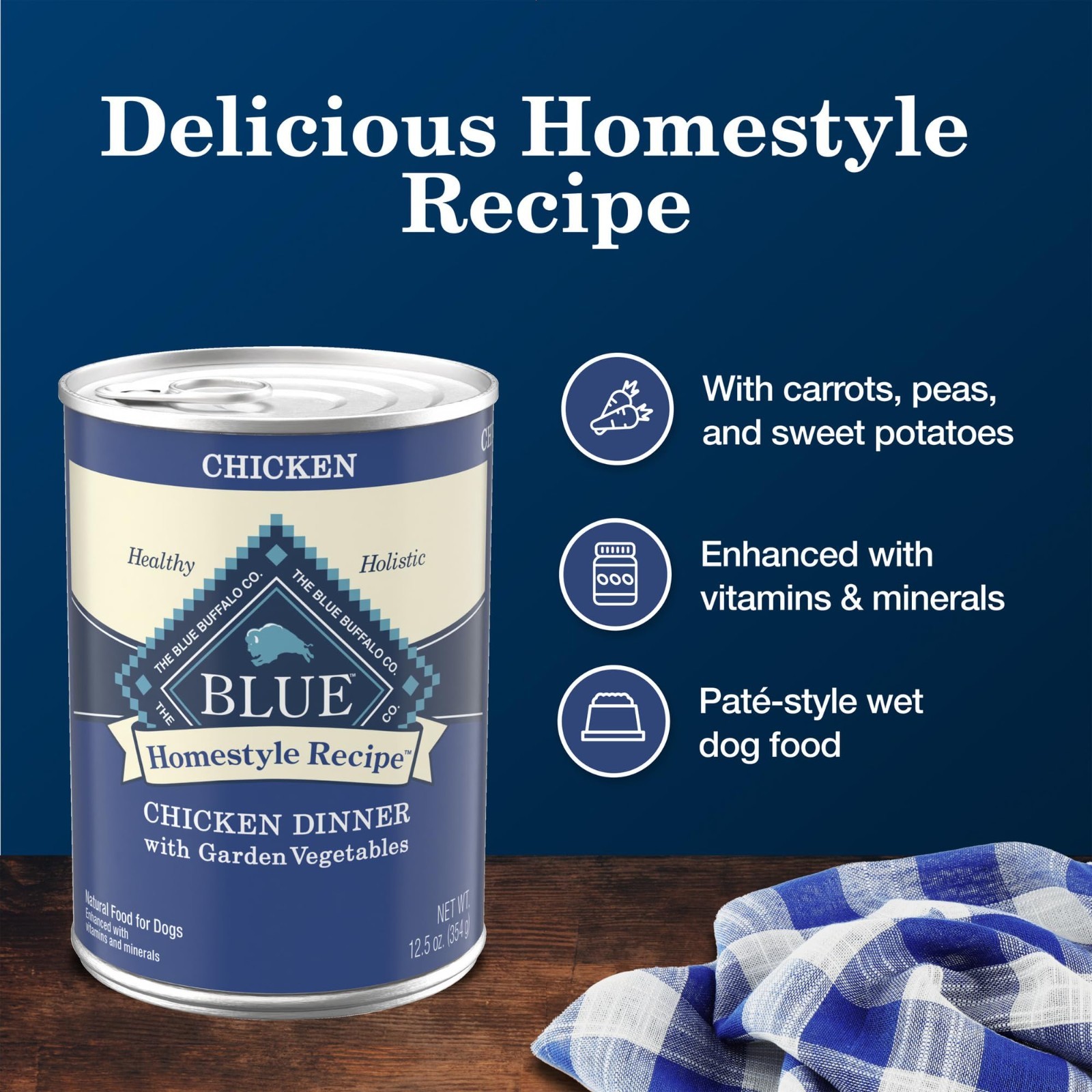 Blue Buffalo Homestyle Recipe Adult Wet Dog Food, Chicken – 12.5 Oz x 24 count