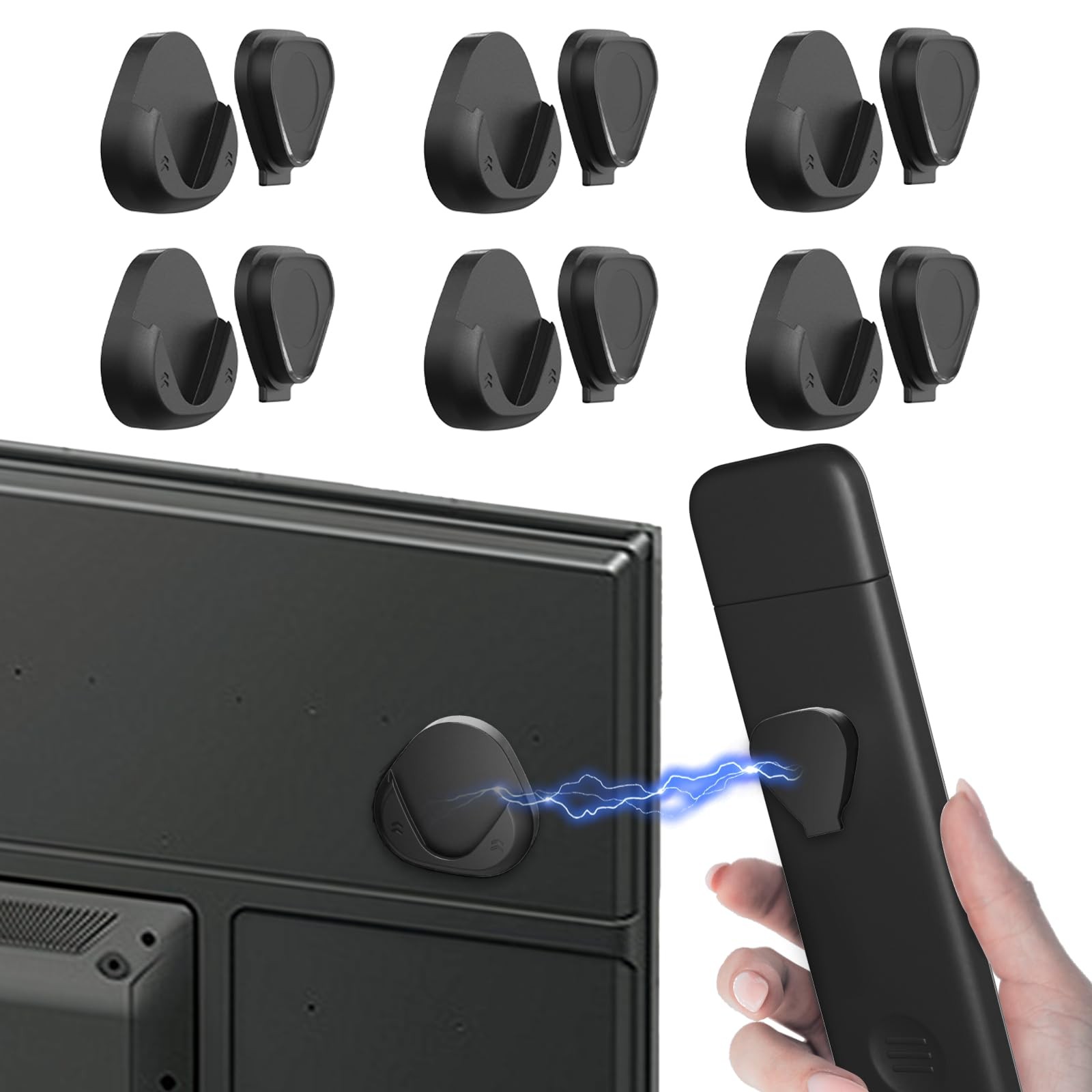 JUMEIHUI Magnetic Remote Control Holder Wall Mount, [Upgraded with Black