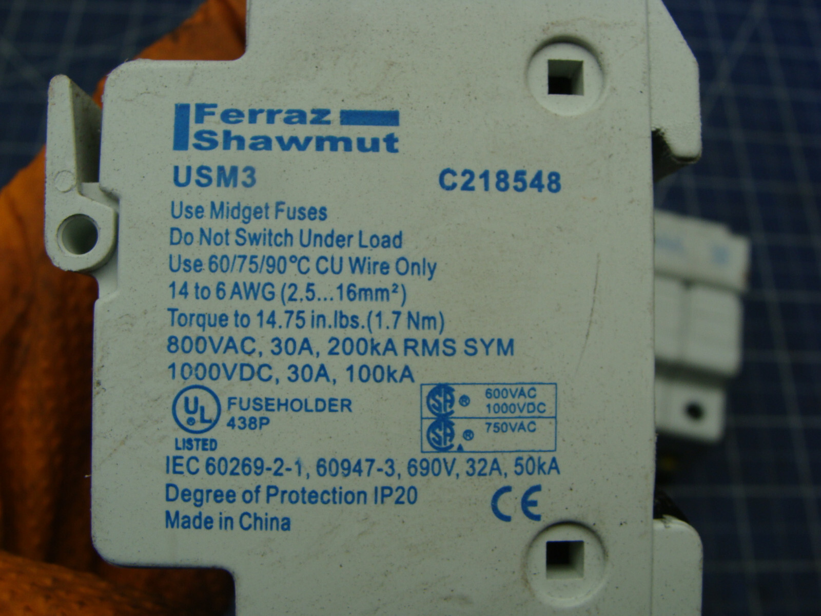 LOT OF 2 FERRAZ SHAWMUT ULTRASAFE USM3 C218548 13/32″ X 1/1/2″ 800VAC 30A 3P