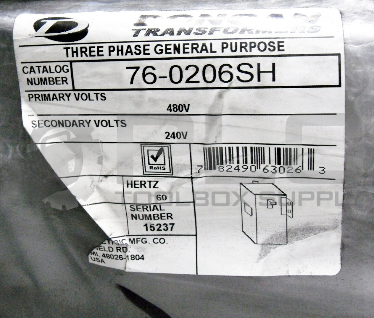 NEW DONGAN 76-0206SH TRANSFORMER THREE PHASE GENERAL PURPOSE 480V 6KVA