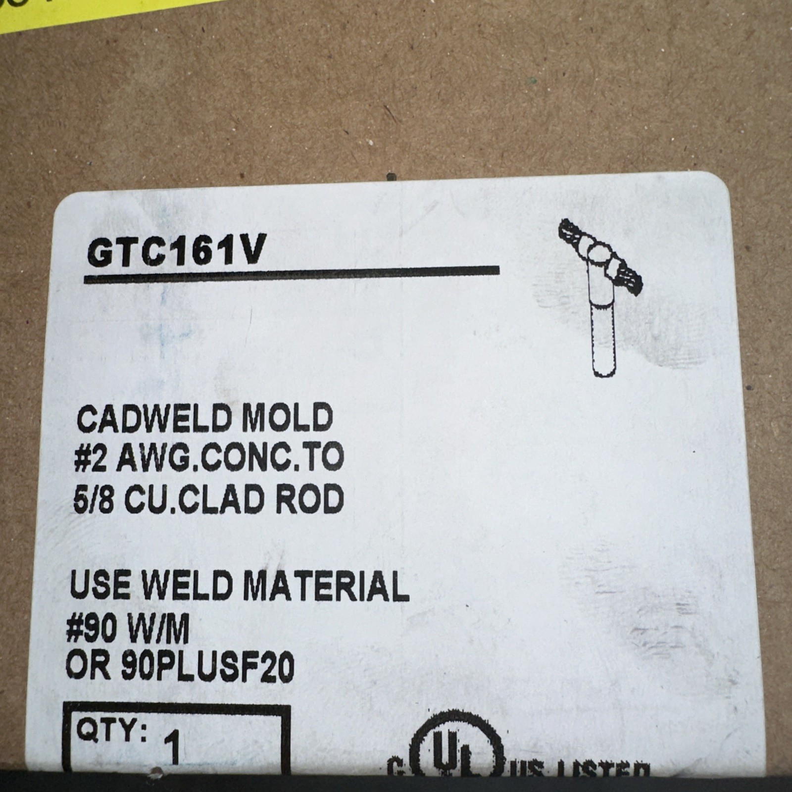 nVent ERICO CADWELD MOLD GTC161V, #2 AWG. CONC. TO 5/8” COPPER CLAD GROUND ROD