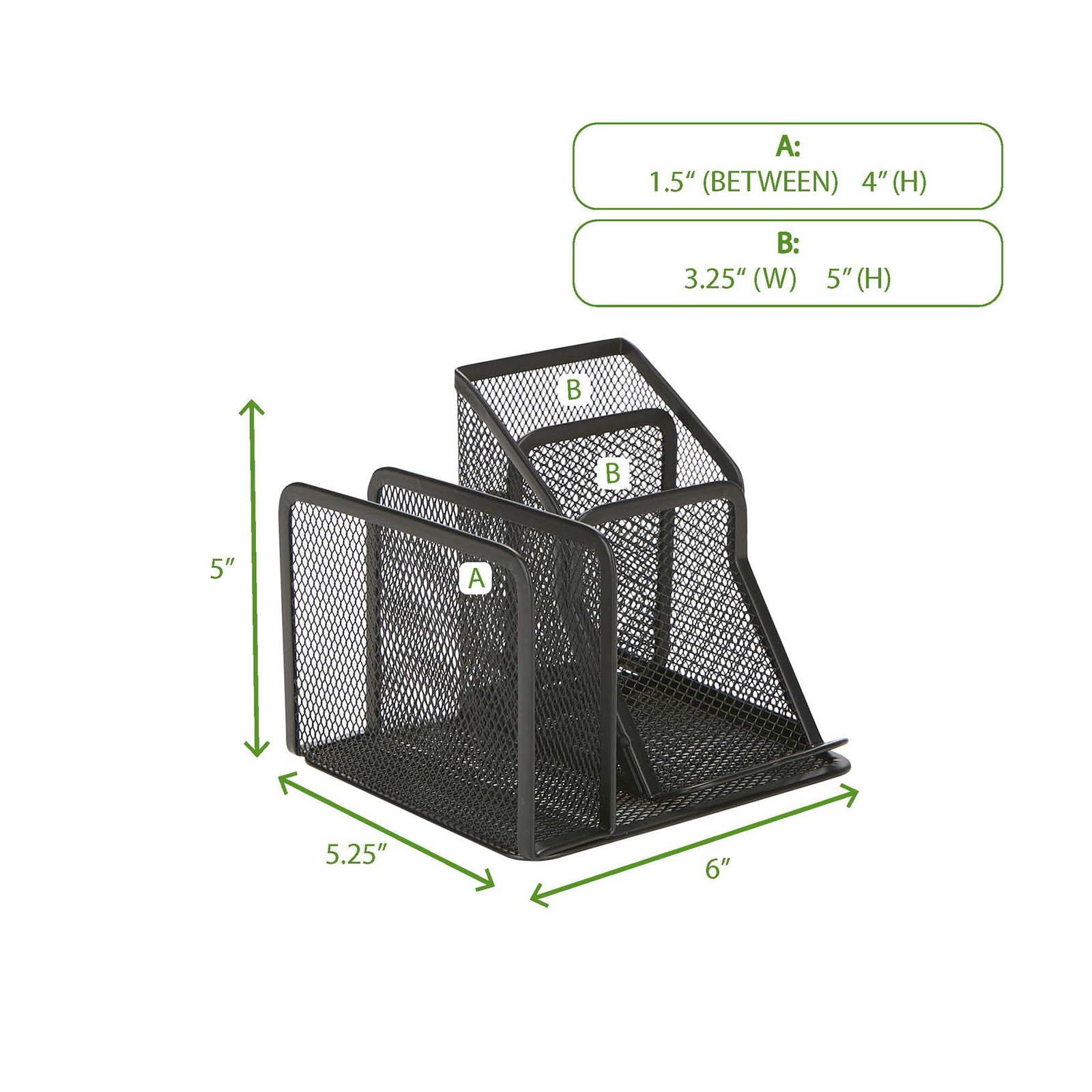 Mind Reader Desk Organizer 5-Compartment, 2-Piece Same Set Supplies and Black