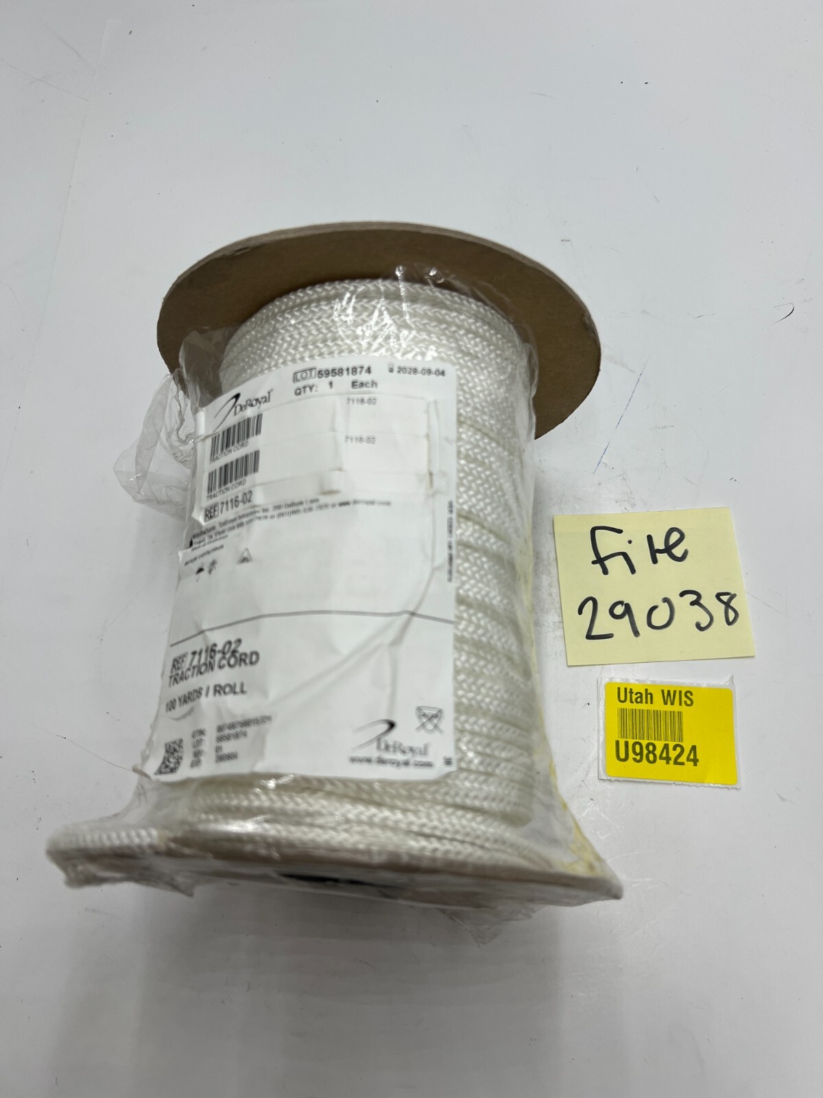 DeRoyal Traction Cord 100yd Roll White 7116-02 Polypropylene Non Sterile