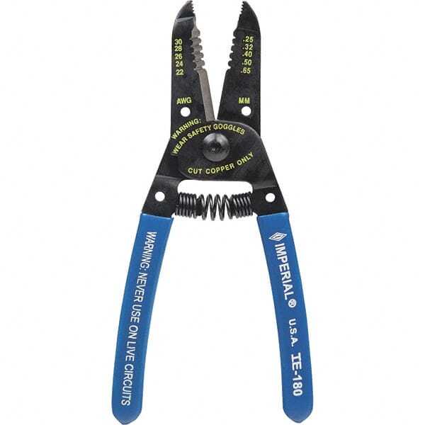 Imperial IE-180 Wire Stripper: 30 AWG to 22 AWG Max Capacity, Steel Handle