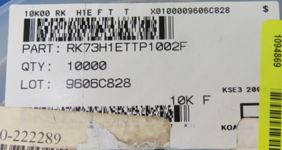 KOA SPEER RK73H1ETTP1002F Qty of 430 per Lot RESISTOR SMT FILM 10K OHMS 0.0