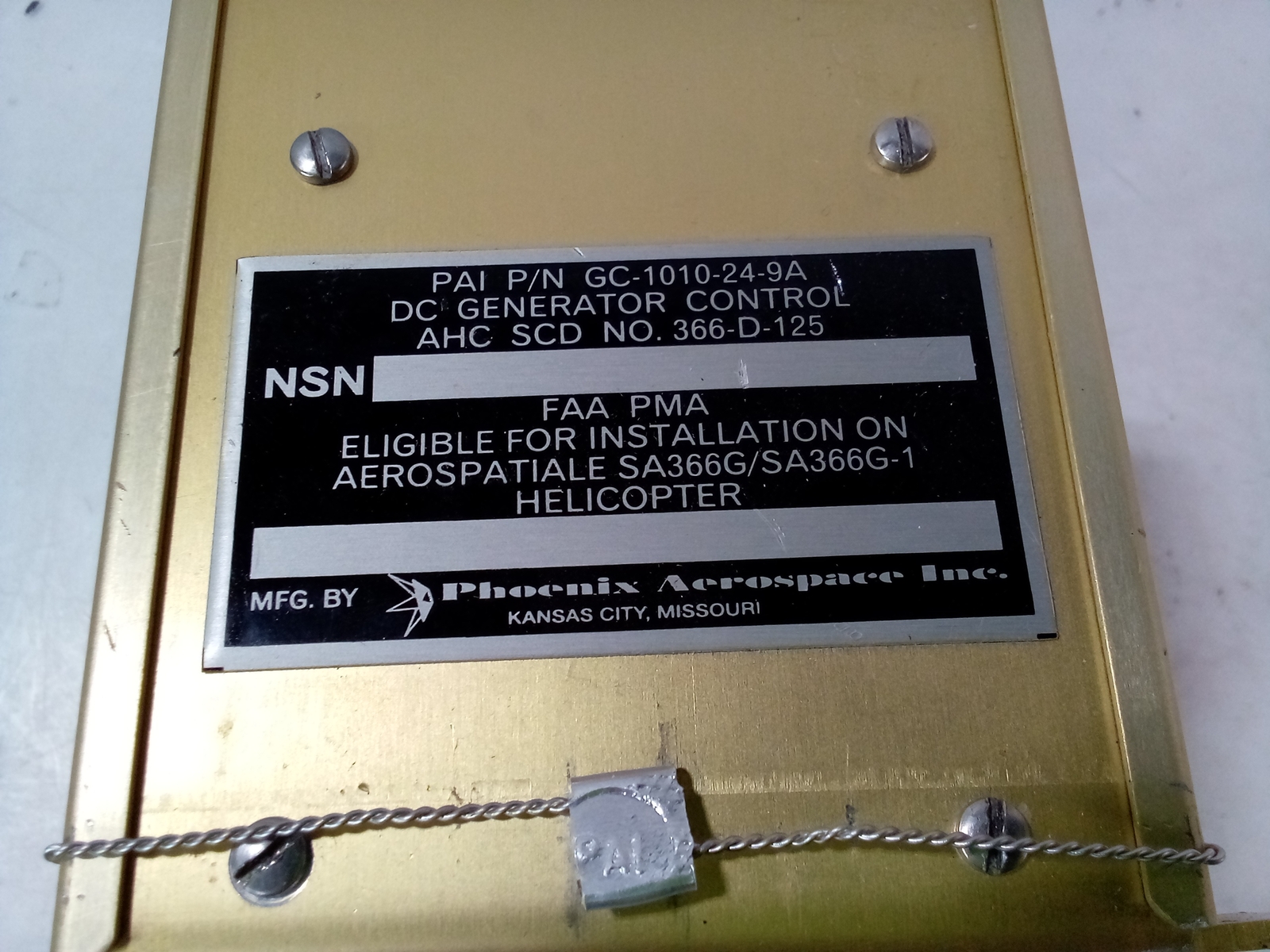 Phoenix Aerospace 950-298-1 DC Generator Control Unit 28V FAA-PMA SA366G