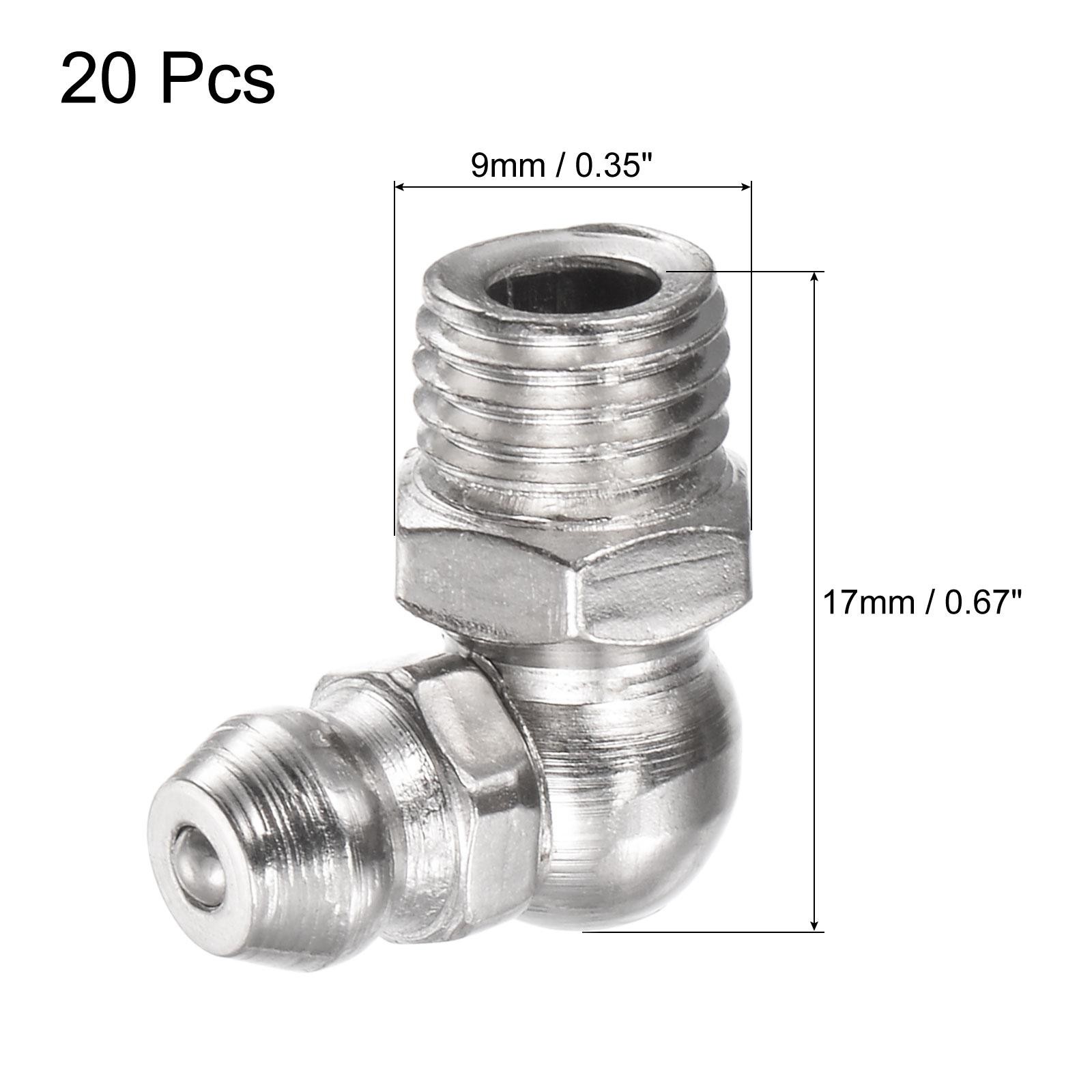 20Pcs Nickel-Plated Iron 90 Degree Hydraulic Grease Fitting M8 x 1mm Thread