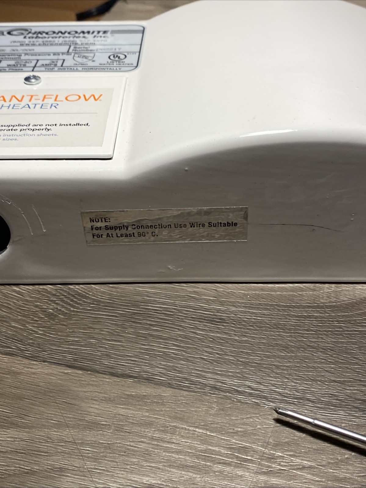 Chronomite SR-30/208 Tankless Electric Water Heater 6240W Point-of-Use