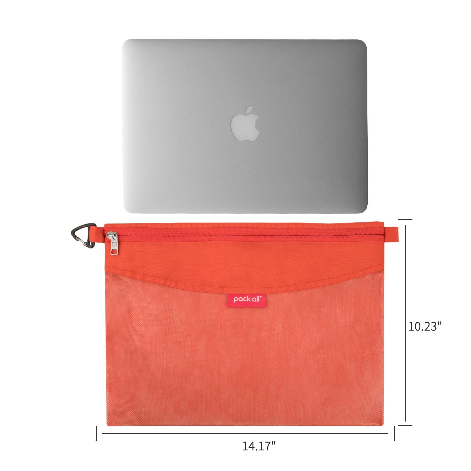 pack all Water-resistant Material Zipper Pouch, Mesh Large, Orange