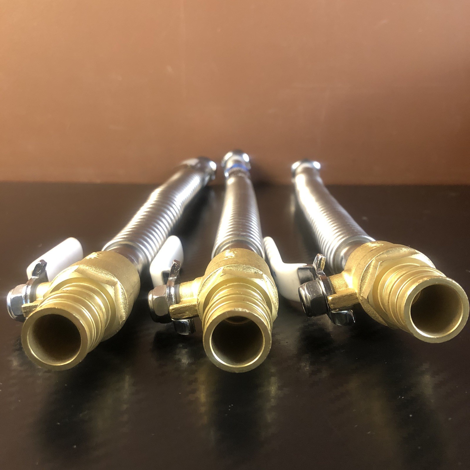 (3) Apollo PEX-A 3/4″ x 18″ Corrugated SS Water Heater Connector w/ Ball Valve