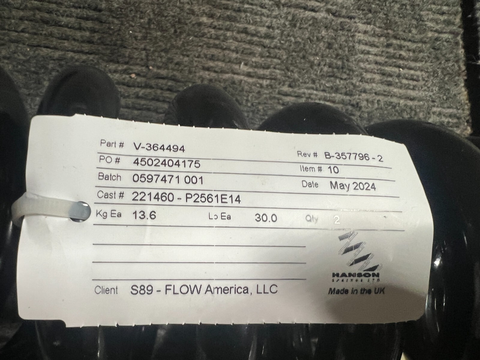 Hanson Springs LTD Coil Spring, Black V-364494
