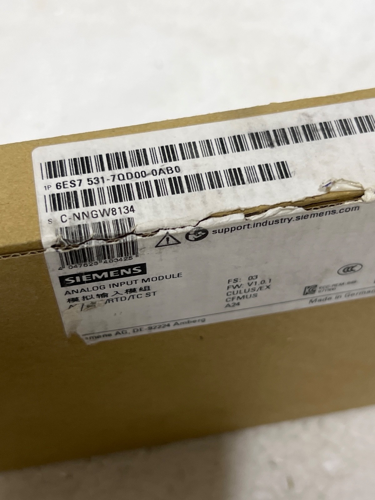 Siemens 6ES7531-7QD00-0AB0 Simatic S7-1500 Analog Input Module