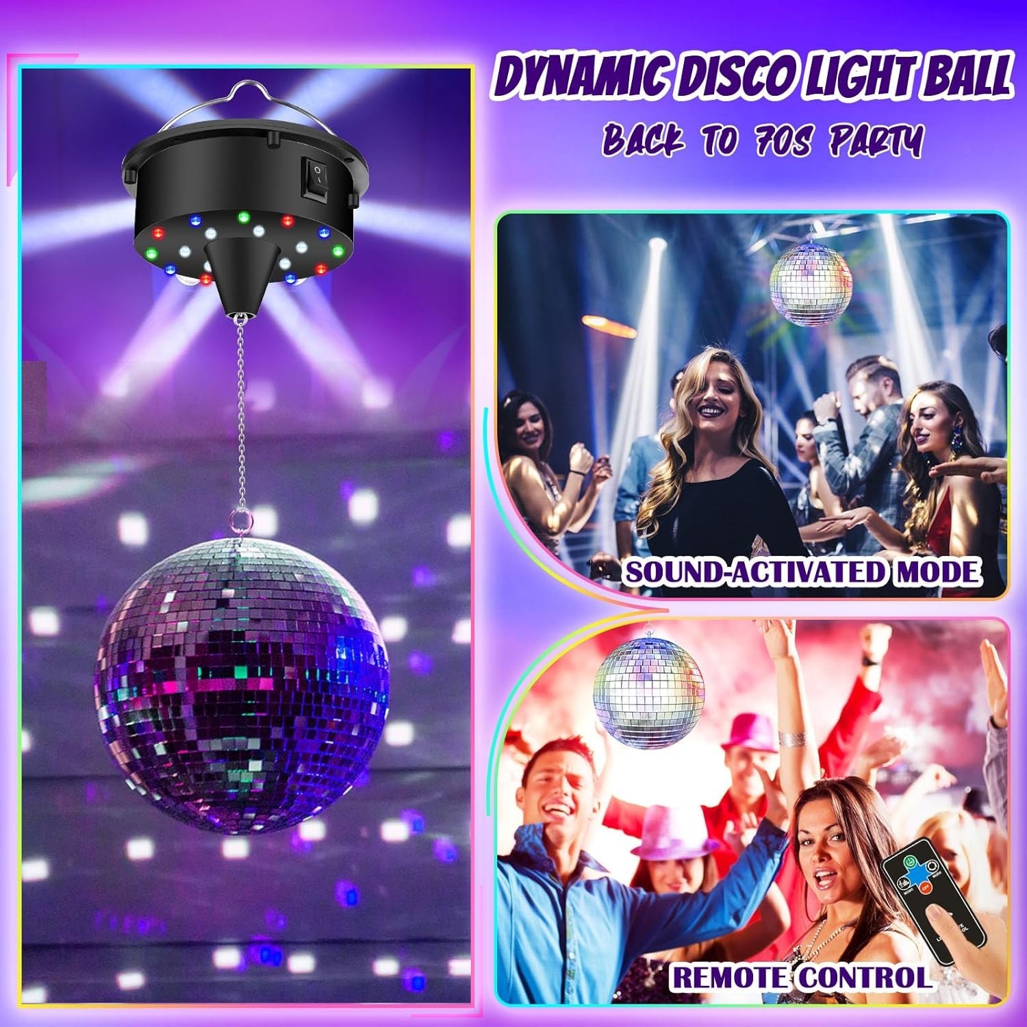 10 RPM Disco Ball with Motor and Mirror Ball Plug/Battery Powered Disco Bal