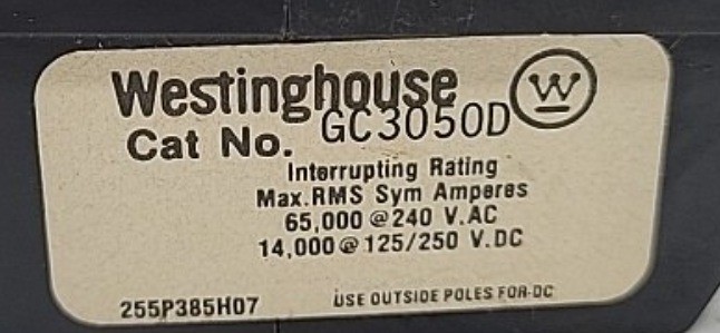WESTINGHOUSE GC3050D CIRCUIT BREAKER 50AMP 3P