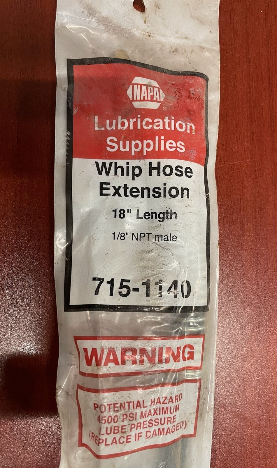 NAPA 715-1140 Grease Gun Whip Hose Extension 18″ 1/8″ NPT Male NOS