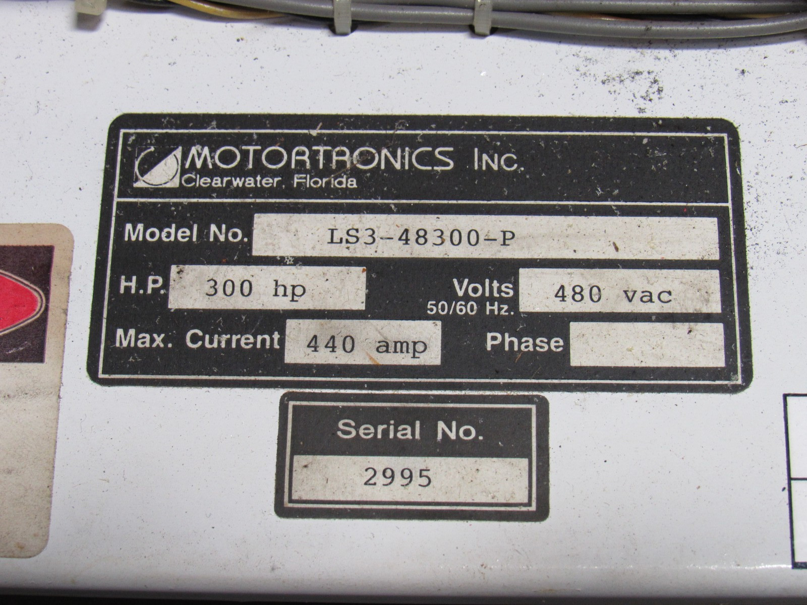MOTORTRONICS SOFT START MOTOR CONTROLLER LS3-48300-P 300 HP 480V 440 A AMP