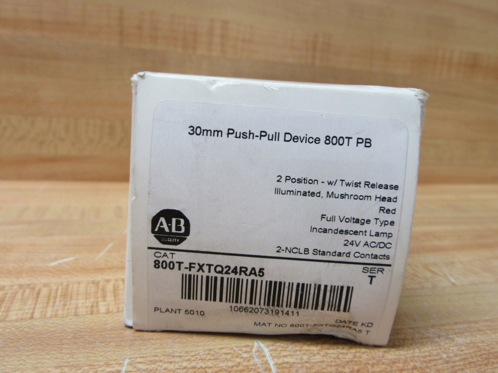 Allen Bradley 800T-FXTQ24RA5 Push Button W/(2) 800T-XD4, (1) 800T-Blank