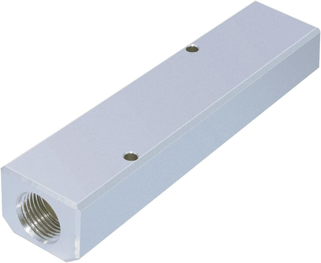 Aluminum 4-Way 6-Port 1/2″NPT Input 1/4″NPT Output Air Hose Manifold Block Split