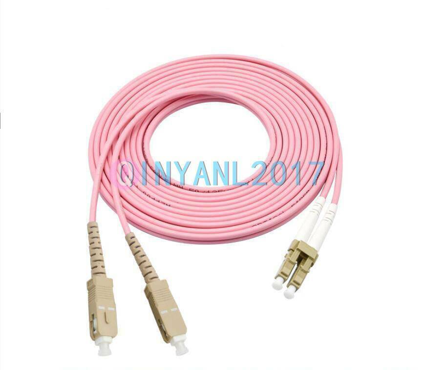 1M Duplex OM4 Multimode 3.0mm LC UPC to SC UPC Fiber Optic Patch Cord Cable