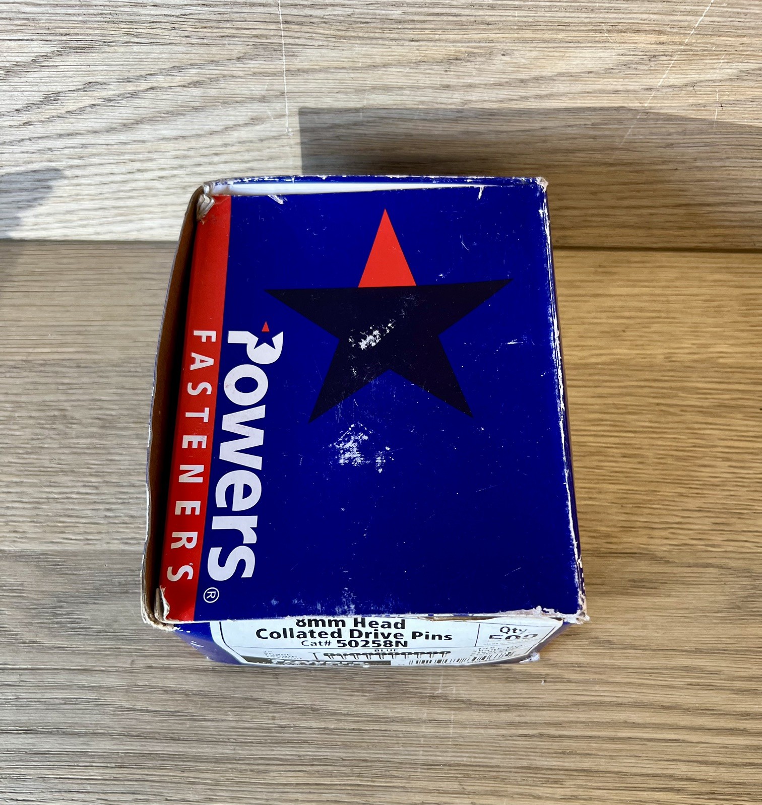 Power Fasteners 8mm Head Collated Drive Pins 2” Shank Blue cat# 50258N