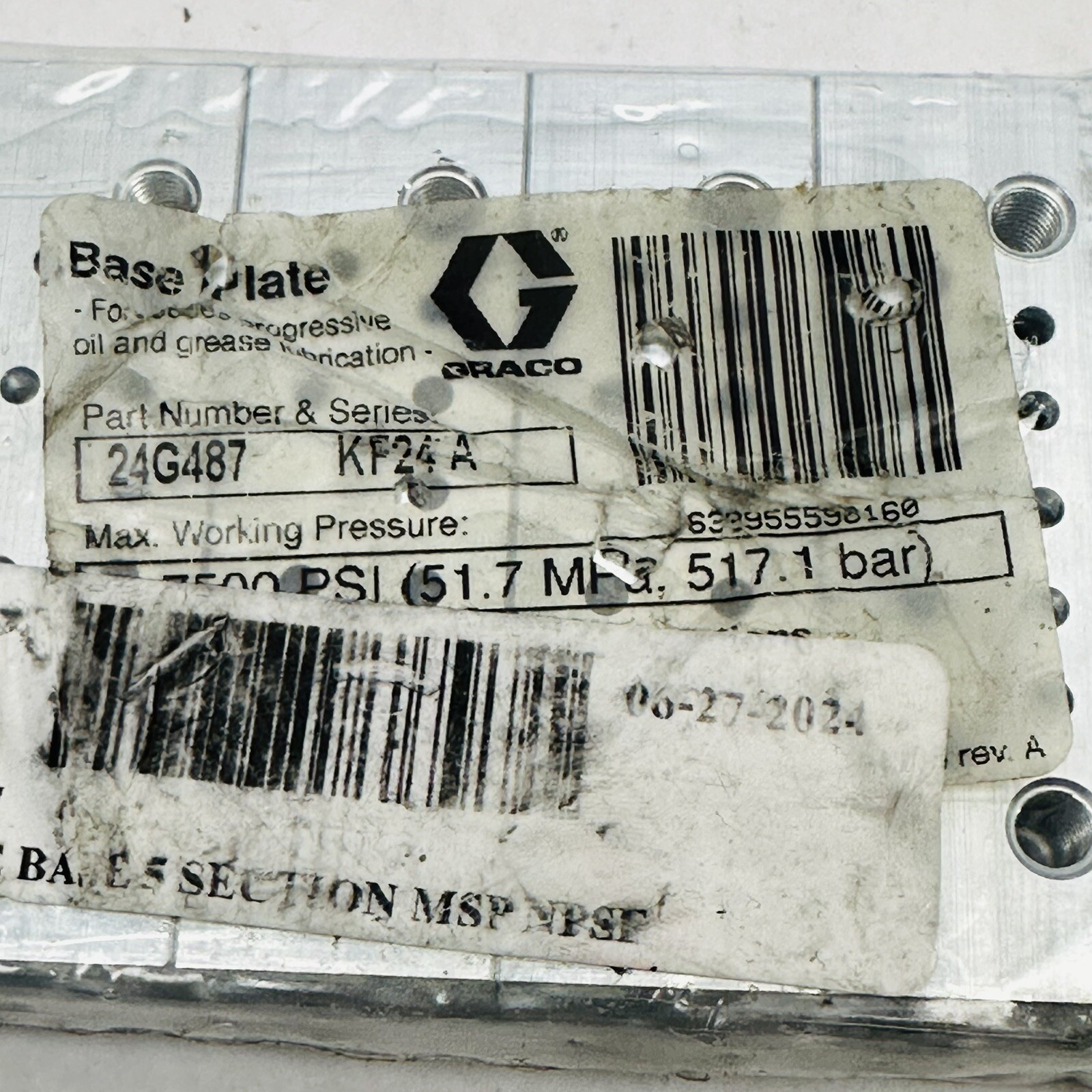 GRACO 24G487 / KF24A / D24C DIVIDER VALVE BASE PLATE